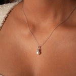 Load image into Gallery viewer, 9ct White Gold Freshwater Pearl &amp; CZ Necklace
