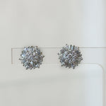 Load image into Gallery viewer, Silver Baguette CZ Cluster Earrings
