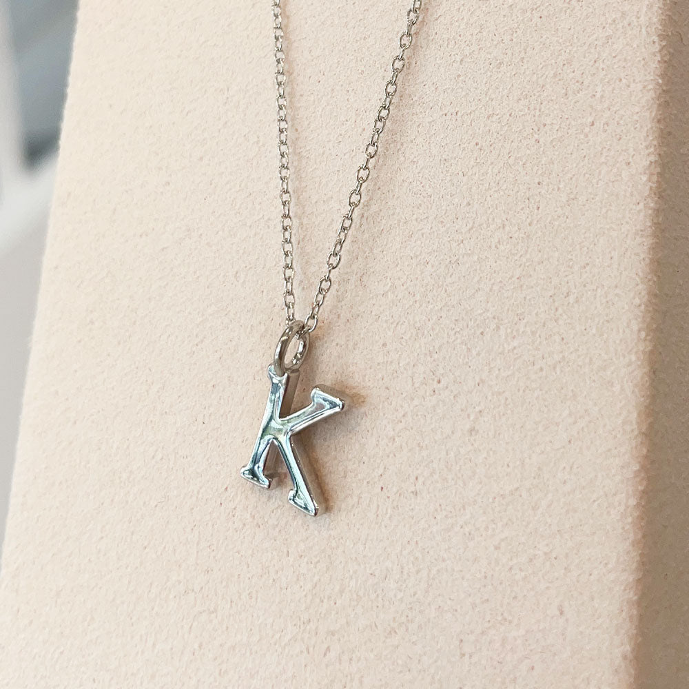 Silver Initial K Necklace