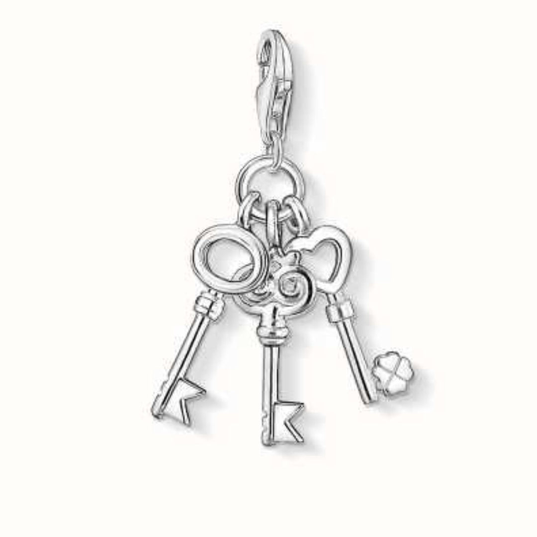 Silver Triple Key Charm