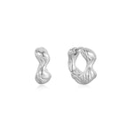 Load image into Gallery viewer, Silver Twisted Wave Thick Hoop Earrings
