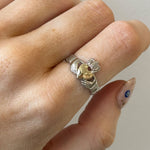Load image into Gallery viewer, Silver 10ct Gold Aisling Claddagh Ring
