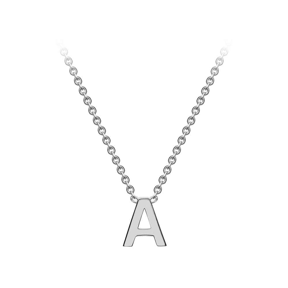 9ct White Gold Mini Initial Necklace A