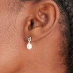 Load image into Gallery viewer, Silver Pearl Drop Stud Earrings
