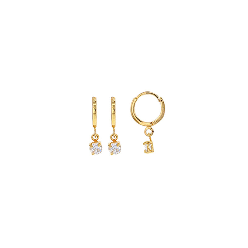 Gold Plated Clara CZ Drop Huggie Hoop Earrings