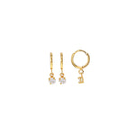 Load image into Gallery viewer, Gold Plated Clara CZ Drop Huggie Hoop Earrings
