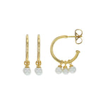 Load image into Gallery viewer, Gold Plated Isla Triple Pearl Hoop Earrings
