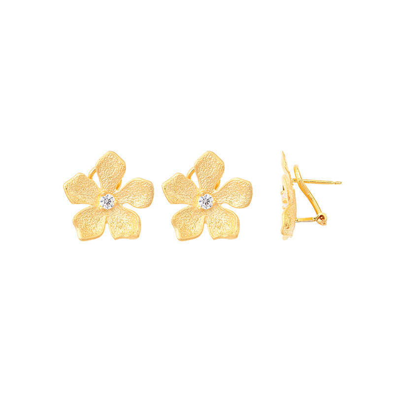 Gold Plated Blossom CZ Stud Earrings