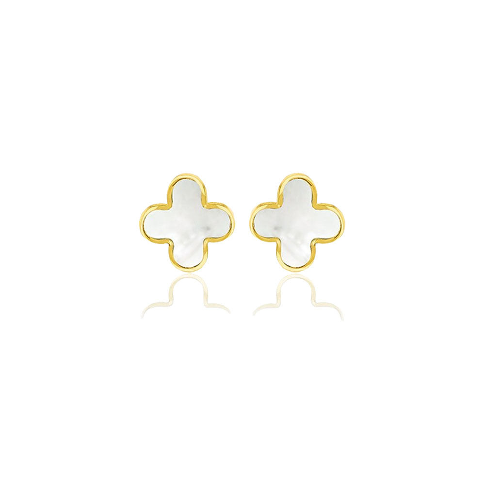 9ct Gold Mother of Pearl Petal Stud Earrings