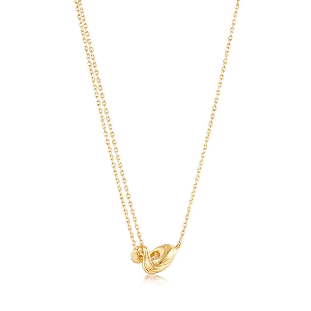 Gold Plated Twisted Wave Mini Pendant Necklace
