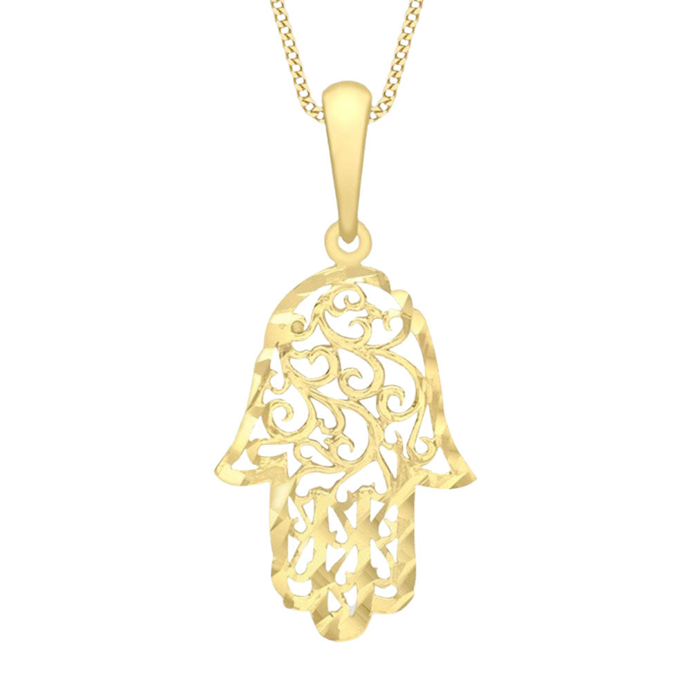 9ct Gold Decorative Hand Pendant Necklace