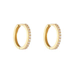 Load image into Gallery viewer, 9ct Gold CZ Claw Set 15mm Huggie Hoop Earrings

