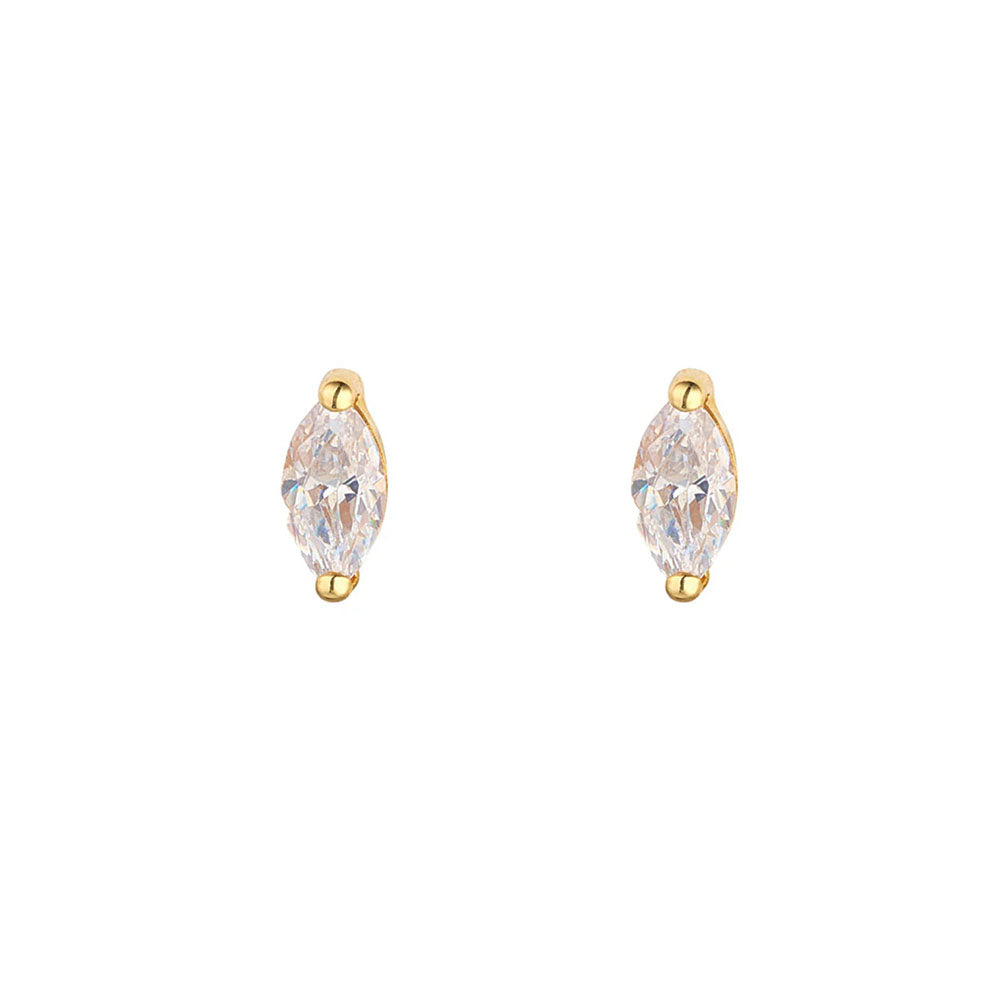 9ct Gold Marquise CZ Stud Earrings