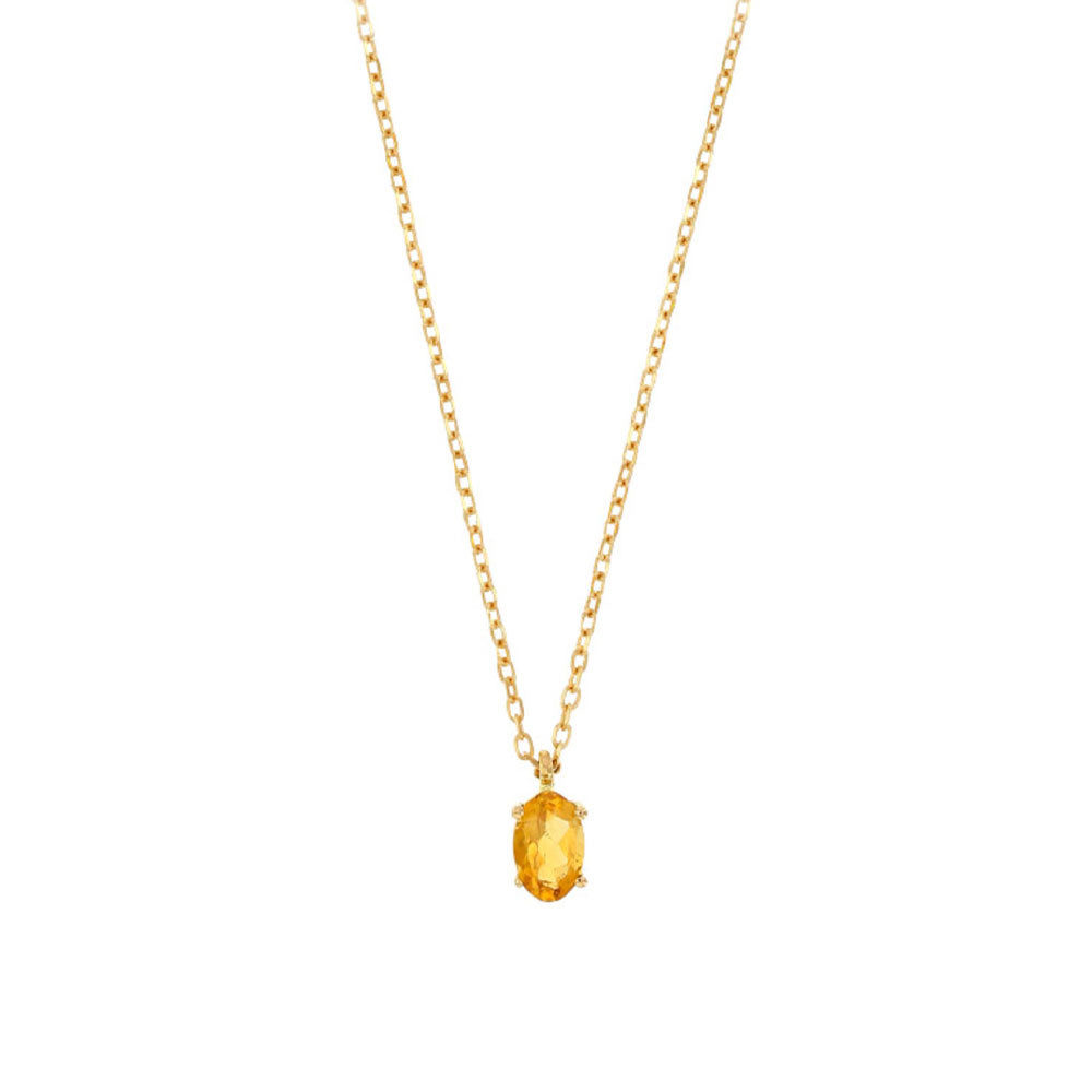 18ct Gold Oval Citrine Necklace