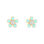 Load image into Gallery viewer, 9ct Gold Blue CZ Flower Studs
