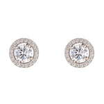 Load image into Gallery viewer, Silver Round CZ Pave Stud Earrings
