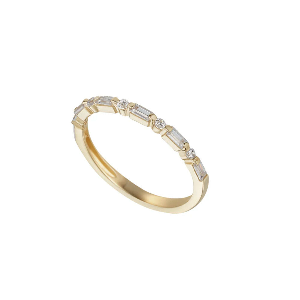 9ct Gold Thin Baguette CZ Ring