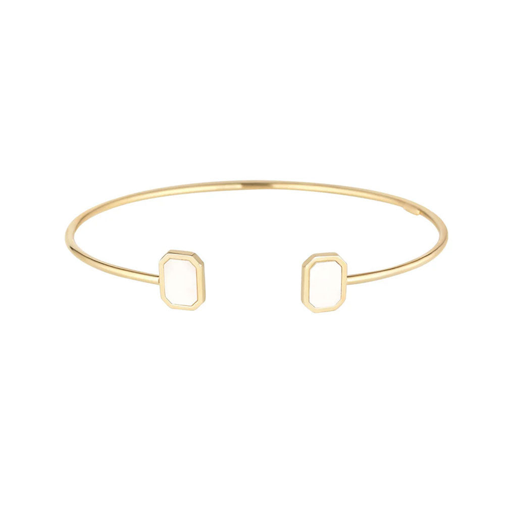 9ct Gold Mother of Pearl Open Bangle Bracelet