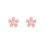 Load image into Gallery viewer, 9ct Gold Pink CZ Flower Studs
