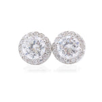 Load image into Gallery viewer, Silver CZ Halo Stud Earrings
