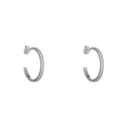 Load image into Gallery viewer, Silver 20mm Channel CZ Hoop Earrings
