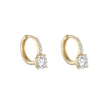Load image into Gallery viewer, 9ct Gold Solitaire CZ Huggie Hoop Earrings
