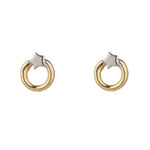 Load image into Gallery viewer, 9ct Gold Two Tone Circle and Star Stud Earrings
