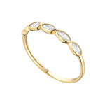 Load image into Gallery viewer, 9ct Gold Five Marquise CZ Narrow Ring
