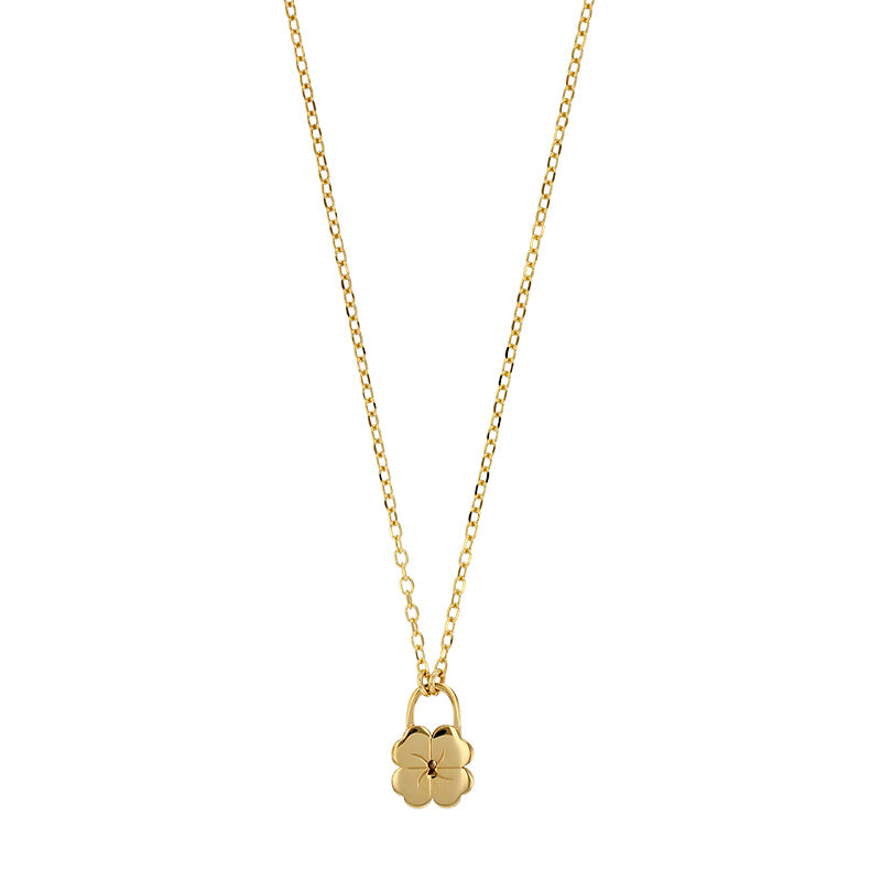 Gold Plated Clover Fiadh Lock Necklace