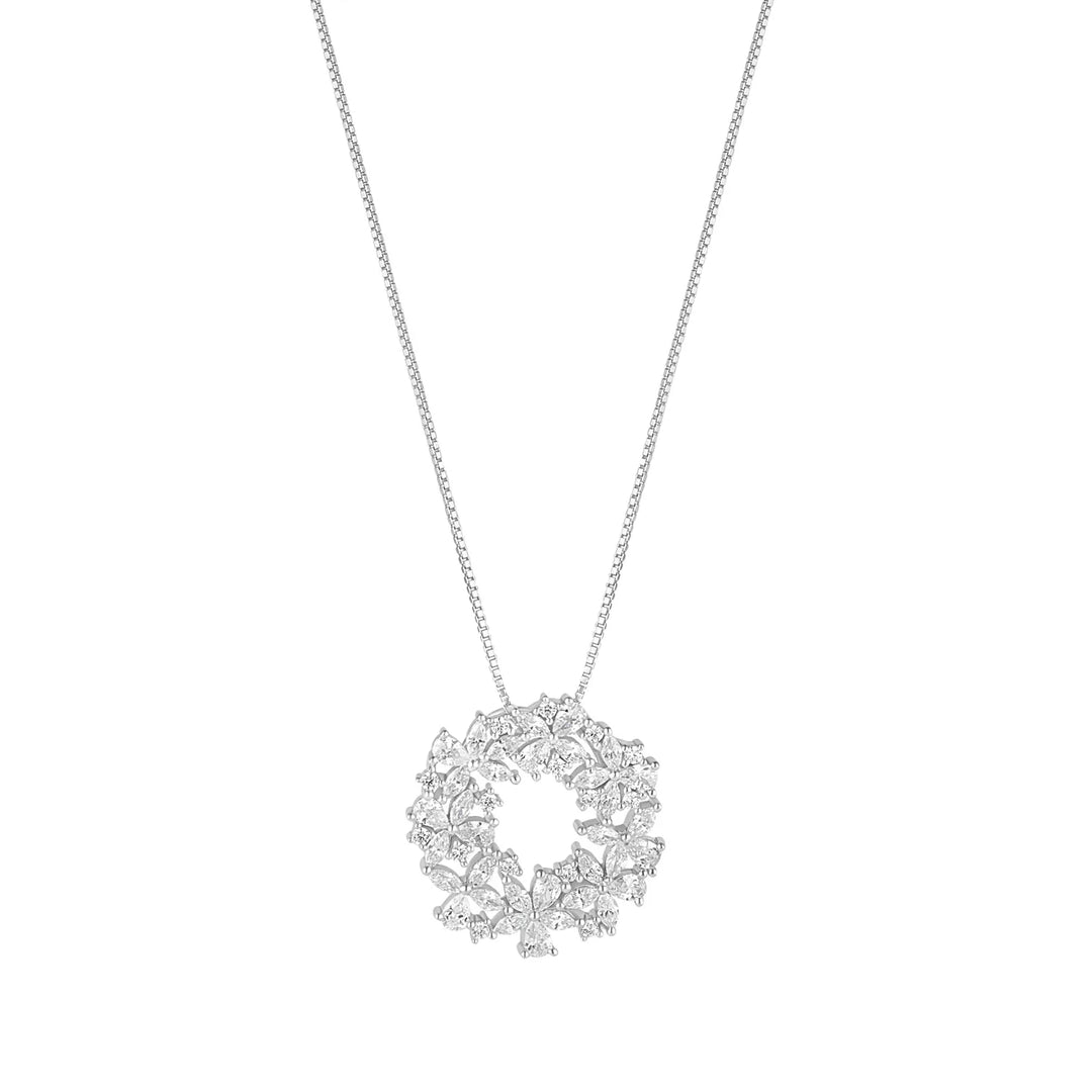 Silver CZ Open Circle Pendant Necklace
