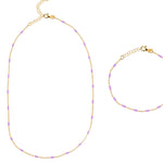 Load image into Gallery viewer, Gold Plated Lilac Enamel Layering Necklace
