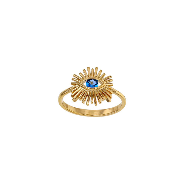 Gold Plated Cleo Starburst Evil Eye Ring