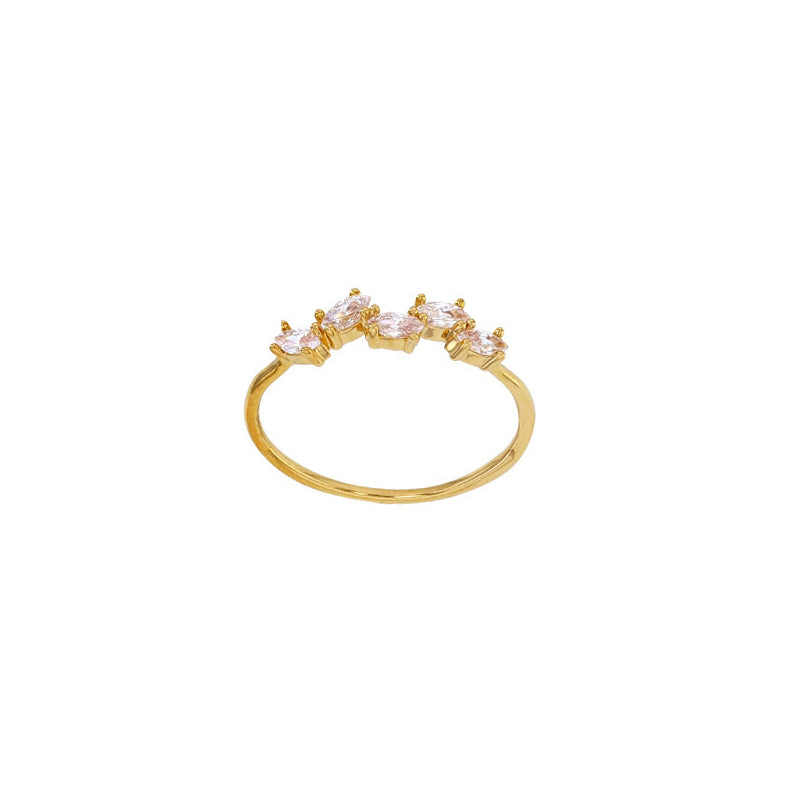 Gold Plated Clara Five CZ Cluster Ring