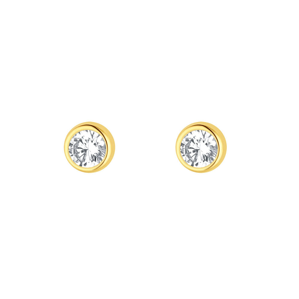 9ct Gold 2mm CZ Rubover Studs