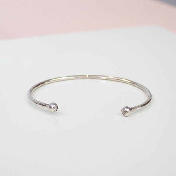 Silver Round CZ Bangle