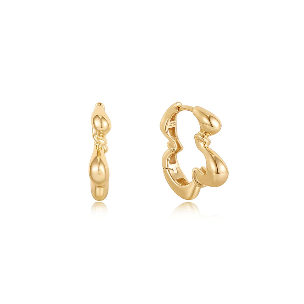Gold Plated Twisted Wave Hoop Earrings