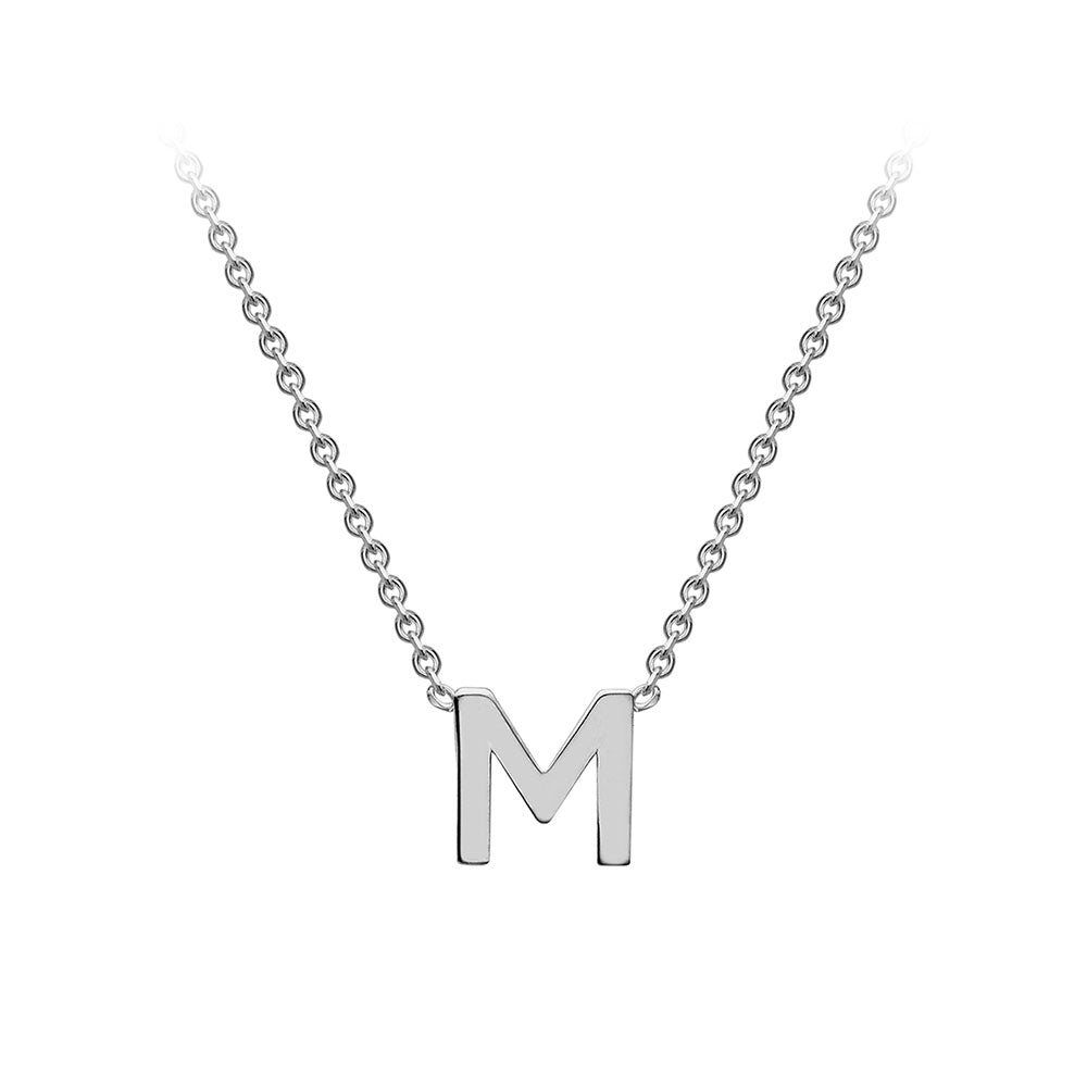 9ct White Gold Mini Initial Necklace M
