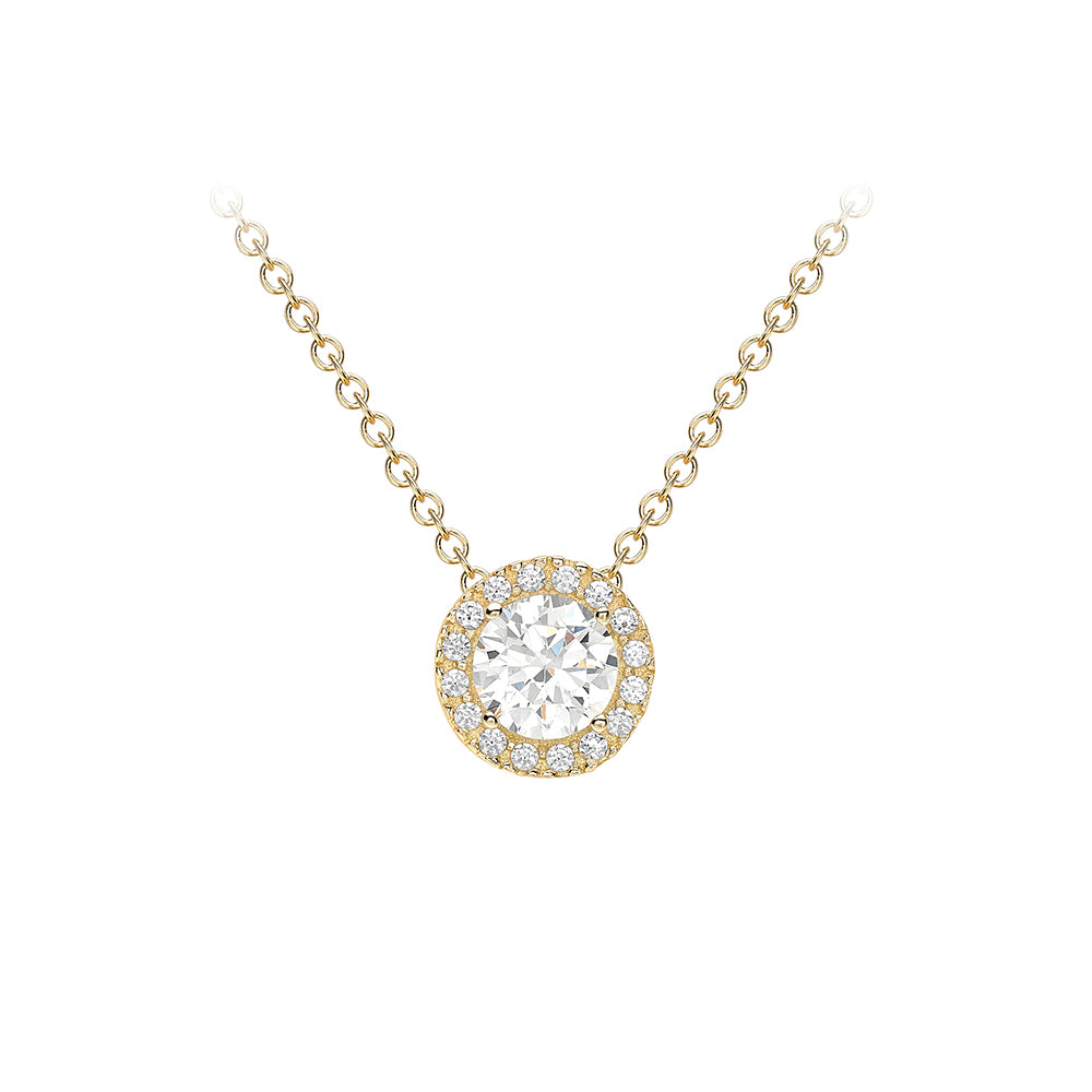 9ct Gold Floating CZ Halo Necklace