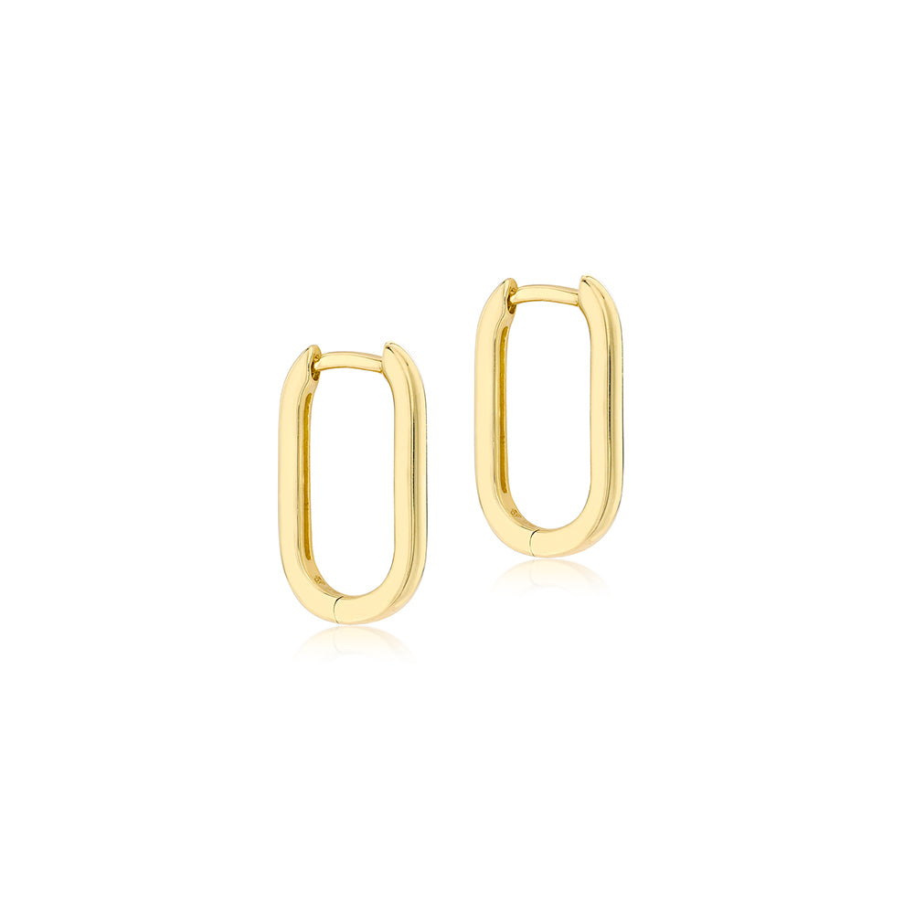 9ct Gold Paper Link Medium Hoop Earrings