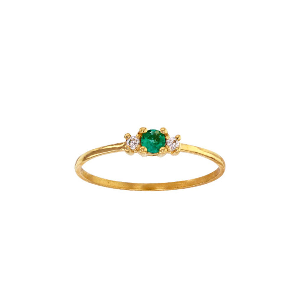 18ct Gold Round Emerald Diamond (.05ct) Ring