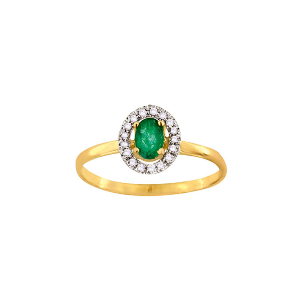 18ct Gold Emerald & Diamond Oval Cut Ring