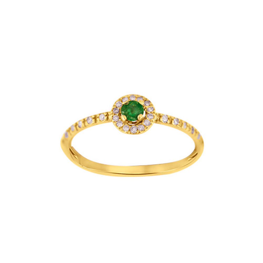 18ct Gold Emerald and Diamond Solitaire Ring