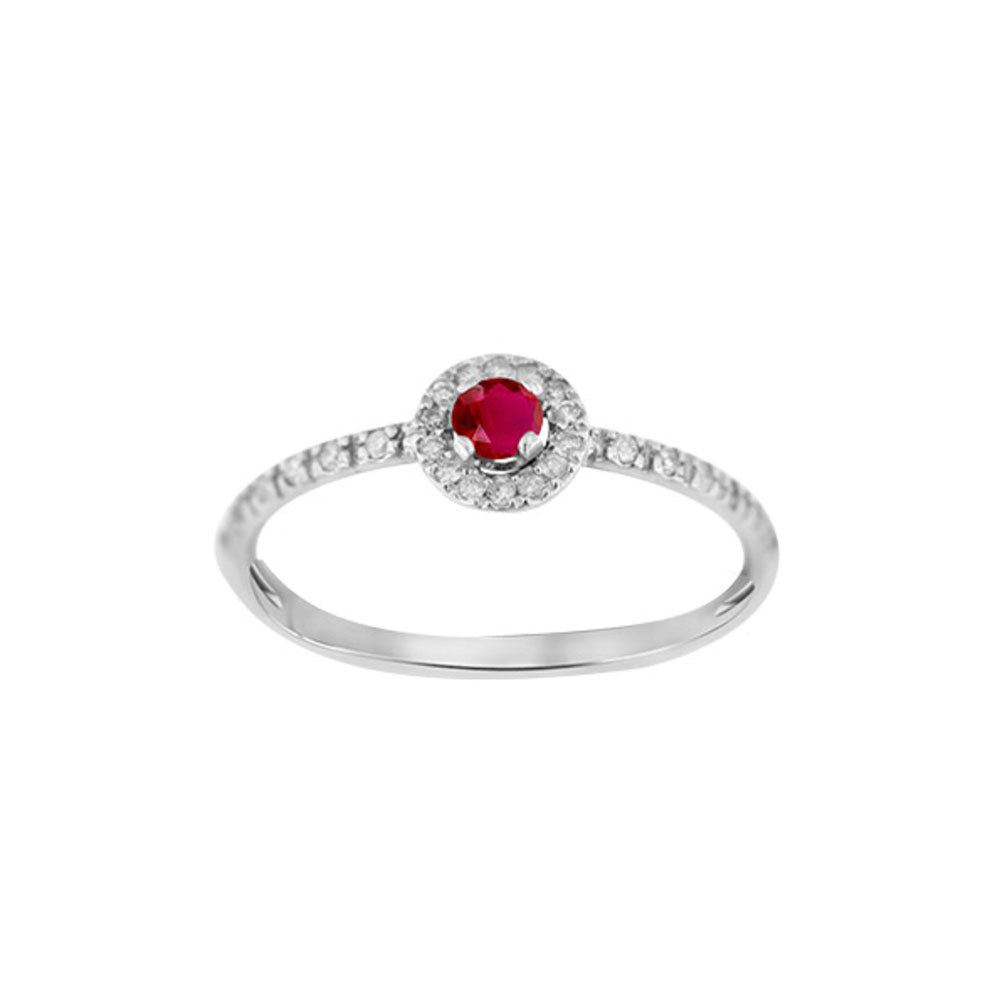 18ct White Gold Ruby & Diamond Solitaire Ring
