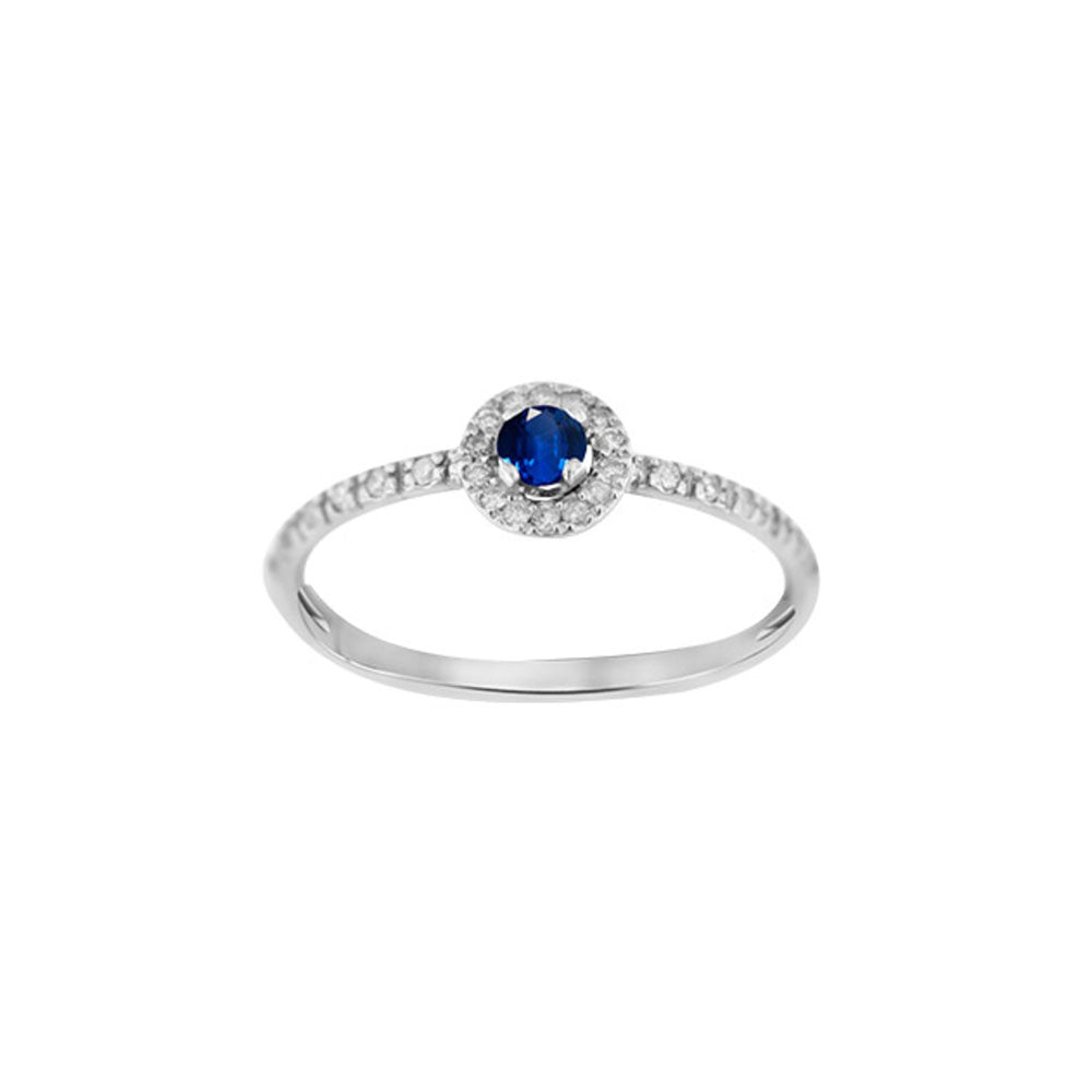 18ct White Gold Sapphire & Diamond Solitaire Ring