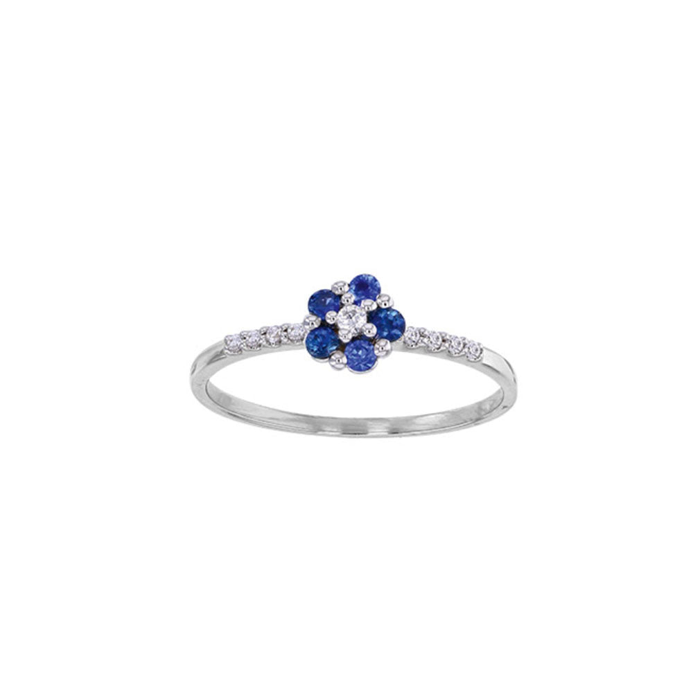 18ct White Gold Flower Sapphire & Diamond Ring