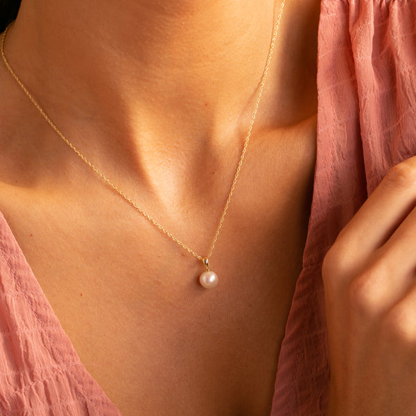 Buy Single Pearl Necklace, White Pearl Necklace, Floating Pearl Gold  Necklace, Bridsmaid Gift, Freshwater Pearl Necklace, June Birthstone Online  in India - Etsy