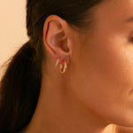 Load image into Gallery viewer, 9ct Gold CZ Creole Earrings
