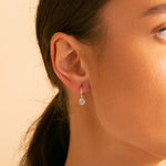 Load image into Gallery viewer, 9ct Gold CZ Drop Hoop Earrings
