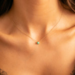 Load image into Gallery viewer, 18ct Gold Green Chalcedony Bezel Necklace
