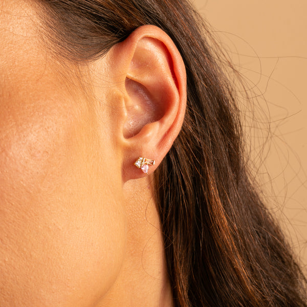 18ct Gold Pastel Colour CZ Stud Earrings